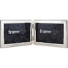 Frametigo Silver Plated Flat Edge Landscape Double Photo Frame - Fits Photo Size 6"x4" (15x10cm)
