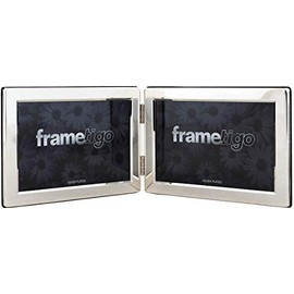 Frametigo Silver Plated Flat Edge Landscape Double Photo Frame - Fits Photo Size 6"x4" (15x10cm)