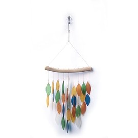 Sunset Vista Designs Handcrafted Driftwood and Sea Glass Diamond Wind Chime, Large, Margarita