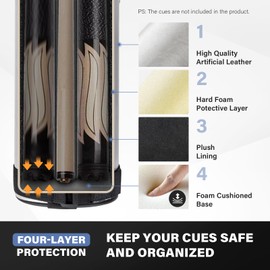 Trymaker Pool Cue Case, Pool Stick Case, 2x2 Billiard Cue Cases, Hard Bag for 2 Sticks, Pool Cue Accessories