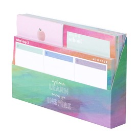 Sticky Notes Box Set for Teachers - 7 Sticky Note Pads with Box - 2 Large (3.9" x 6") 1 Medium (6" x 3") 4 Small (25 Sheets) Note Holder (3" x 4") Quality Teacher School Supplies by Erin Condren