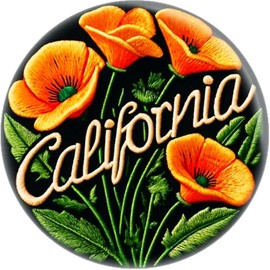 California Golden Poppies - 1.5 Inch Pin-on Button