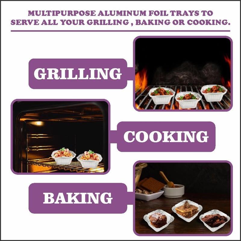 120ml 50pcs Small Aluminium Foil Trays Containers with Lids Great