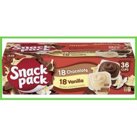 Snack Pack Pudding Variety Pack 3.25 oz., 36 count (18 chocolate and 18 Vanilla)
