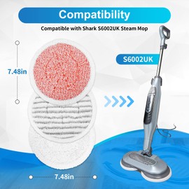 KEEPOW Replacement Steam Mop Pads for Shark S6002UK Steam Mop, Steam & Scrub All-in-One Mop Pads (2 Soft Pads + 2 Scrub Pads + 2 Heavy Duty Scrub Pads)