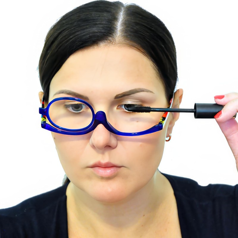 Make-Up Glasses with Flip-Up Lens, Fashionable Make-Up Aid with Glasses