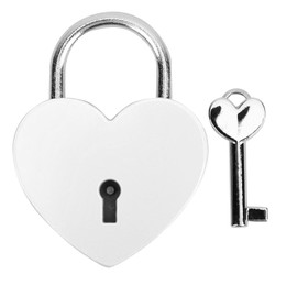 Small Metal Padlock Lock, Heart Shape Padlock with Key for Love Lock Bridge, Lovers, Wedding, Anniversary, Travel Present, Heart Padlock Household with Key (White)