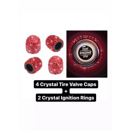 Unbranded Ruby Siam Red 4 Tire Valve Caps 2 Ignition Ring Engine Start Stop Crystal Bling