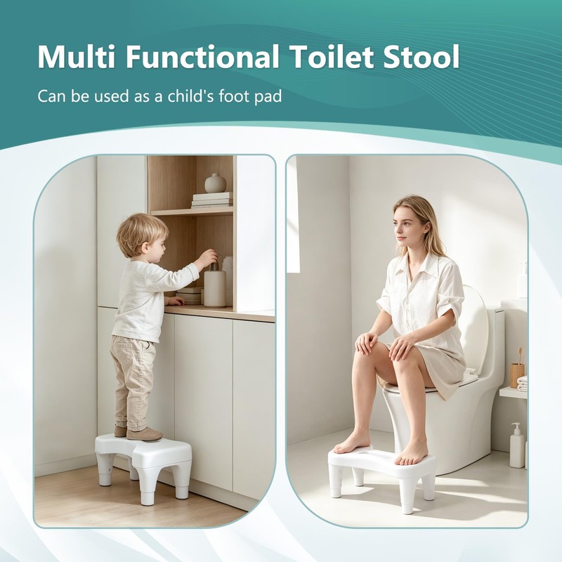 Poop Stool Toilet White Adults for Bathroom, 5.9" to 8.5"