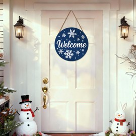 Winter Welcome Door Sign for Front Door,Wooden Snowflake Home Decor