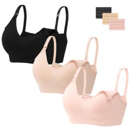 HBselect 3 pcs pregnancy nursing bra, seamless with additional bra extensions, breastfeeding and sleeping, without underwire, for women. - m