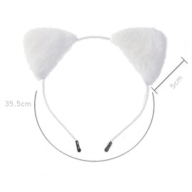Wabeko Cat Ears, Fluffy, Cat Ears, Costume, Cute Headband, Costume Accessory, Halloween, Cosplay, Hair Band, Event Supplies (White)