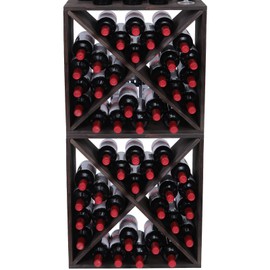 FDHUIJIA Wine Racks countertop Solid Wood Stackable Storage Rustic Retro Cube 48-Bottle Wooden Wine Rack Wine Cabinet(48BottleBlack)