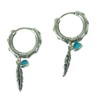 Creole Earrings 925 Silver with Feather and Heart Pendant Indian