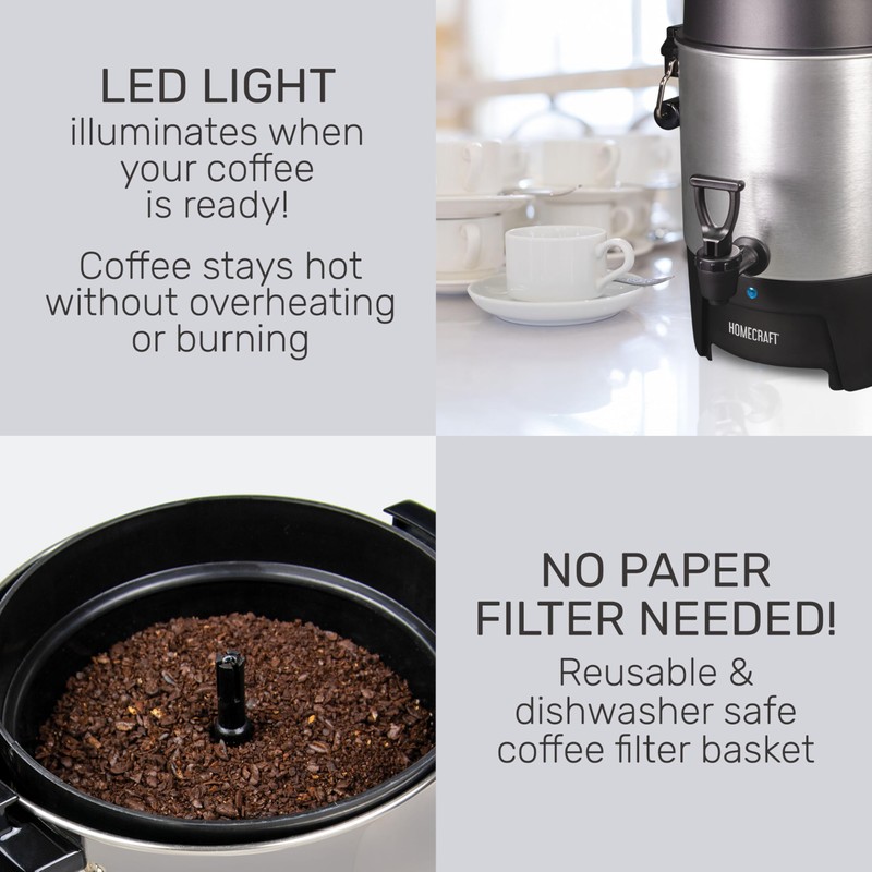 Homecraft 45-Cup Coffee & Hot Beverage Urn - Quick Brewing,