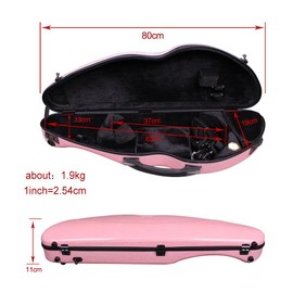 Vetimobato Hard Shell Carbon Fiber Violin Case with Back Strap & 2 Bow Holders - Full Size, ca. 1.8kg, Strong & Light - Pink