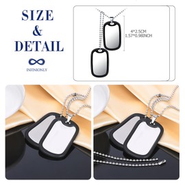 INFINIONLY Men's Stainless Steel Dog Tag Necklaces Creative Double Pendant Boys Teenager Sweater Chain, Stainless Steel