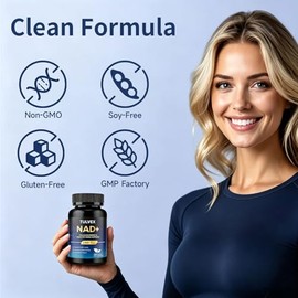 Suplemento liposomal NAD+ 1500 mg, Resveratrol, NR, 120 Caps, Antienvejecimiento | NAD+ liposomal y resveratrol, 1500 mg. Absorción 10X, NR, sin OMG. 