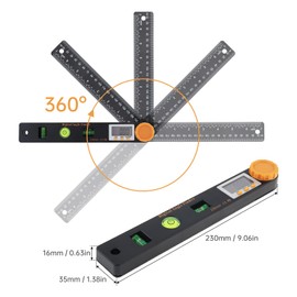 Smgda Digital Angle Finder, 200mm/7 Inch Digital Angle Ruler Protractor with LCD Display & Spirit Levels, 360 Degree Digital Angle Measurement Tool for Measuring/Woodworking/Construction