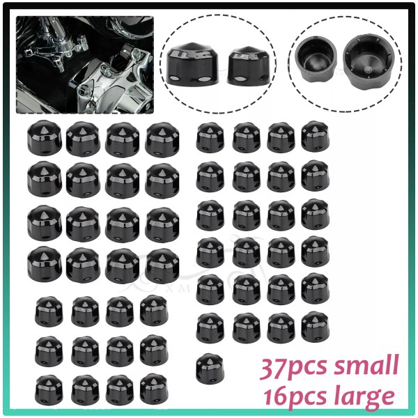 Unbranded Gloss Black Engine Bolt Cap Set For Harley 17-22
