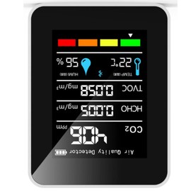 Indoor CO2 Detector Air Quality Monitor Carbon Dioxide Meter 5 in 1 HCHO TVOC Temperature Humidity Tester for Travel Home Grow Room