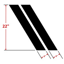 4 Inch Fender Hood Hash Mark Bars Vinyl Racing Stripes Decals, Fits Dodge Ram Pickup Truck, Driver Side, Black