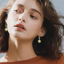 Clover Earrings for Women Four Leaf Clover Dangle Earrings Stainless Steel Lucky Clover Hoop Earrings Trendy Jewelry Gifts for Women (gold 3)