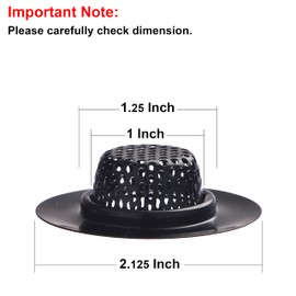 2 Pack - 2.25" Top / 1" Basket- Black Sink Strainer Bathroom, Utility, Slop, Laundry, RV and Lavatory Sink Drain Strainer Hair Catcher. Stainless Steel with Black Electroplated Coating