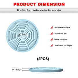 ZNDAW 2 PCS Car Cup Holder Coasters, 2.75 Inch Anti-Slip Soft Auto Insert Drink Mat Decor, Universal Automotive Embedded Coaster Shockproof Water Bottle Holder Pads for Women Men (Blue)