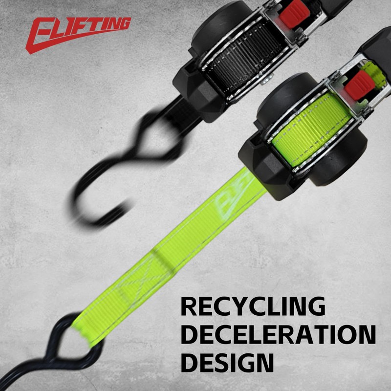 ELIFTING 4-Pack Retractable Ratchet Straps 1" x 10ft, 1650 lbs