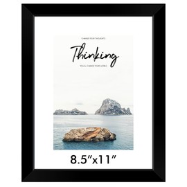 Black Picture Frame for Documents, Awards Black Picture Frames for Wall or Tabletop Wall Photo Frame Large Frames Picture Frames for Home Display, Without Mat: 8.5x11, With Mat: A5, Black, 1-Pack