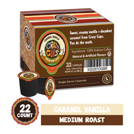 Crazy Cups Flavored Single-Serve Coffee for Keurig K-Cups Machines, Decaf Caramel Vanilla, 22 Pods per Box