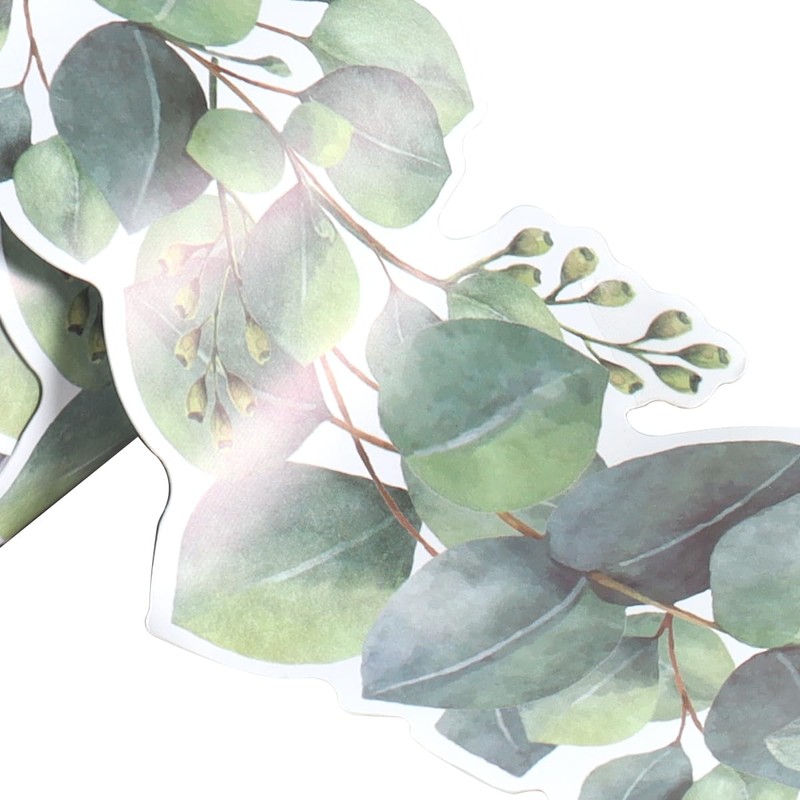 Enwye Eucalyptus Leaf Flower Border Stickers for Bulletin Boards Blackboard