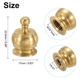 PATIKIL 17 x 23.5mm Lamp Finials Caps Knob, 3 Set Solid Brass Lamp Shade Top Decoration Screw Cap Nuts with Brass Reducing Adapter for Table Lamps Floor Lamps