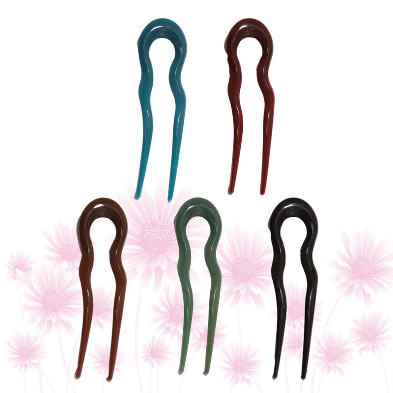 FRCOLOR 5pcs French Hair Fork Celluloid Chignon Hair Pins Hair