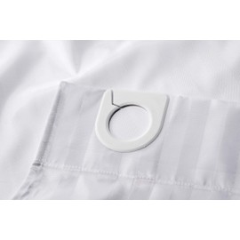 Croydex AF289122 Regency Stripe Water-Resistant Machine Washable Cling-Resistant Hookless Textile Shower Curtain,White,1800 x 1800mm (WxL)