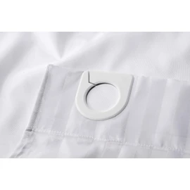 Croydex AF289122 Regency Stripe Water-Resistant Machine Washable Cling-Resistant Hookless Textile Shower Curtain,White,1800 x 1800mm (WxL)
