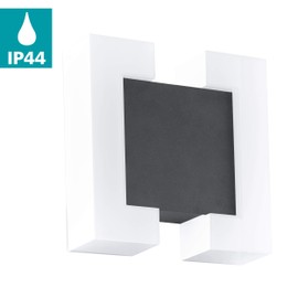 EGLO LED Außen-Wandlampe Sitia, 2 flammige Außenleuchte, Wandleuchte aus verzinktem Stahl und Kunststoff, Farbe: Anthrazit, weiß, IP44