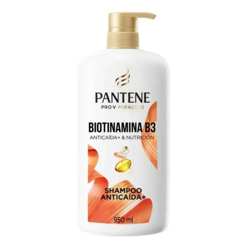 Shampoo Anticaída+ Pantene Biotinamina B3 para cabello débil, 950 ml
