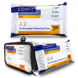 RE-GEN FlexPouch Dry Wipe Dispenser & Conti Lite 30x28cm Patient Cleansing Wipes, Single Pack | Professional Personal Care Wipes | Ideal for Care Homes, Hospitals & Home Care | Adult Incontenance Aid