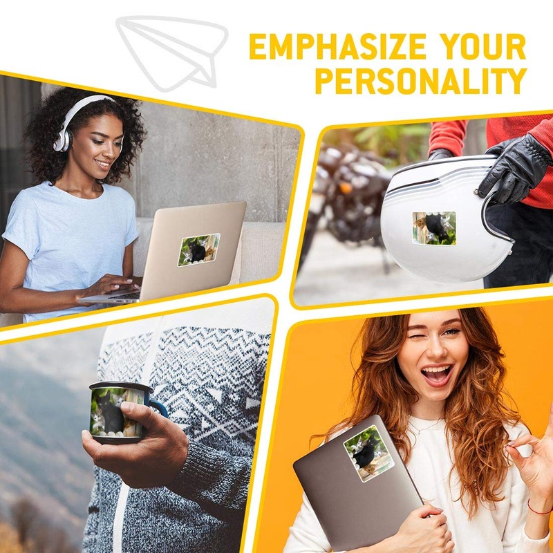 2 x 10cm Rectangle Vinyl Stickers - Cute Kittens Black