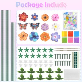 Poke-in Art Schaumstoff-Bastelset mit Blumen- und Schmetterlingsstrauß DIY-Aktivität Kinder von 4–12 Jahren und älter, Geburtstagsgeschenk, Kunst Klassenzimmer Schulbelohnung für Jungen und Mädchen
