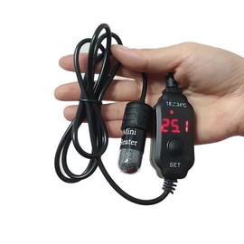 Your's Bath 10W Aquarium Heater Mini Submersible Fish Tank Heater with Digital Display Safe Thermostat Temperature Adjustable 5V/2A USB Powered Super Mini Turtle Heater for 1 to 5L Tanks(Celsius)