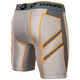 CHAMPRO Wind Up Compression Polyester/Spandex Sliding Short W/Cup, Youth Large, Grey