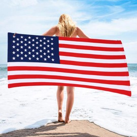 HOLIDYOYO American Flag Beach Towel, Extra Large American Beach Towel, 140X70cm Pool Spa Towel Travel Beach Towel Bath Towel Swimming Pool Yoga Camping Towel Adult