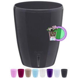 Santino Set of 6 Self-Watering Pots with Wick System and Water Level for Indoor Use, Orchid Pot Diameter 16.5 cm (Anthracite - 3L)