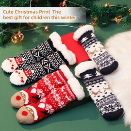 Vihir Children's Thick Socks for Girls and Boys Winter Socks Cuddly Socks House Socks Thermal Socks Christmas Socks for Children Warm Fluffy 3 Pairs, Christmas