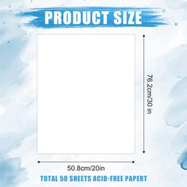 50 Sheets Acid-Free Tissue Paper, 20x30 Inch Acid-Free Wrapping Tissue Paper for Clothing Storage Archival Tissue Paper Acid-Free Paper for Protecting Storing Clothes Crafts (White)