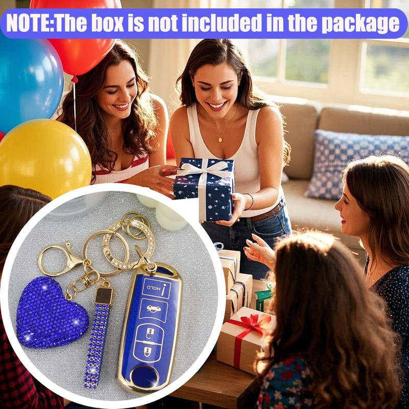 Key Fob Cover with Diamond Keychain for Women, Car Key