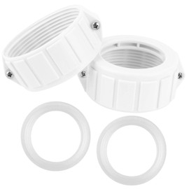 2" Spa Hot Tub Heater Split Nut Unions with Screw and Heater Gasket, White Spa Heater Split Nut Replacement for Balboa Gecko (Actual Size 3 Inch, Split Nut for 2 Inch Heater Assemblies) - 2 Pcs